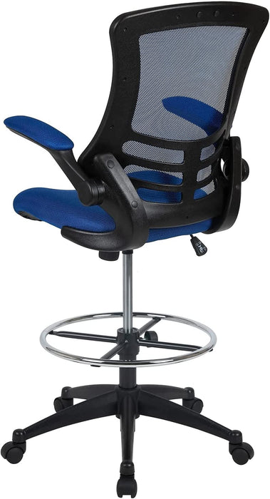 Blue Mesh Drafting Chair with Adjustable Footrest