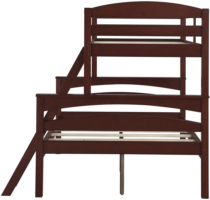 Metal Bunk Bed Twin over Full with Stairs, Black