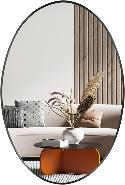 Oval Wall Mirror, 24"X36" Black Oval Vanity Mirror, Bathroom Mirror of Metal Frame, Home Decorative Wall Mounted Mirror for Bathroom, Living Room, Entryway, Vanity