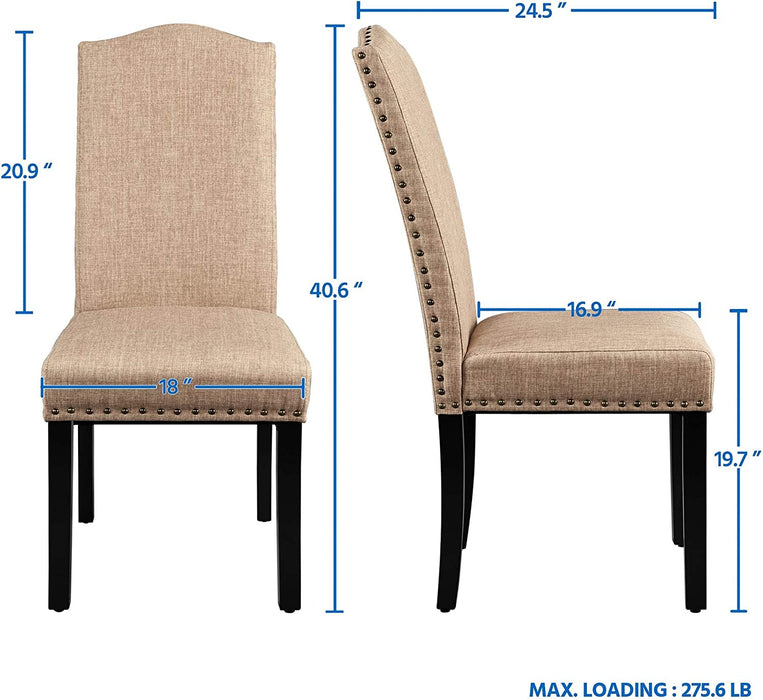 Khaki Upholstered Parsons Dining Chairs Set of 6