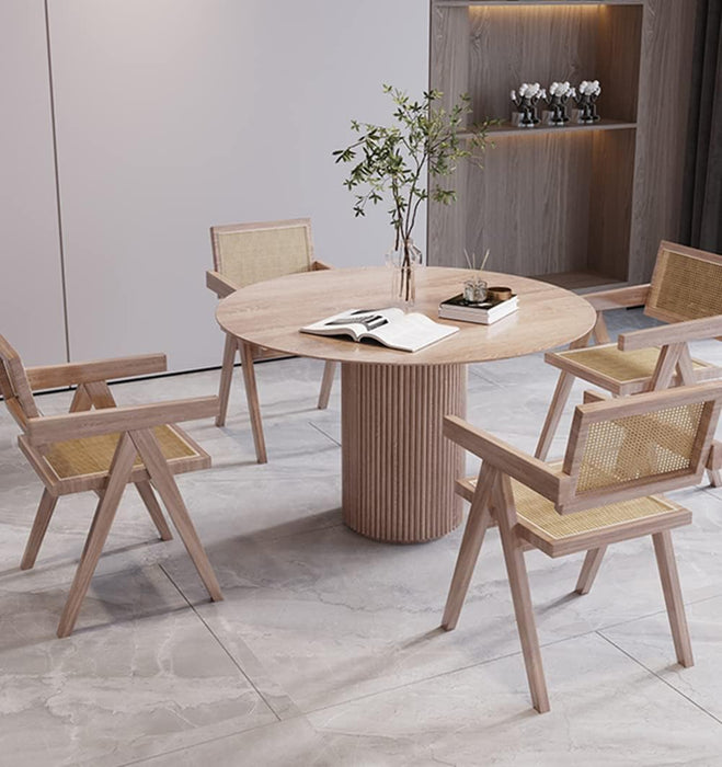 Modern Solid Wood round Kitchen Dining Table (Natural)