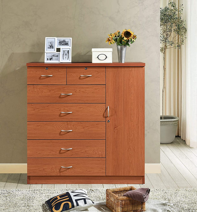 Jumbo 7-Drawer Chest with Hanging Rod, Cherry