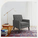 Modern Gray Linen Accent Armchair with Arms