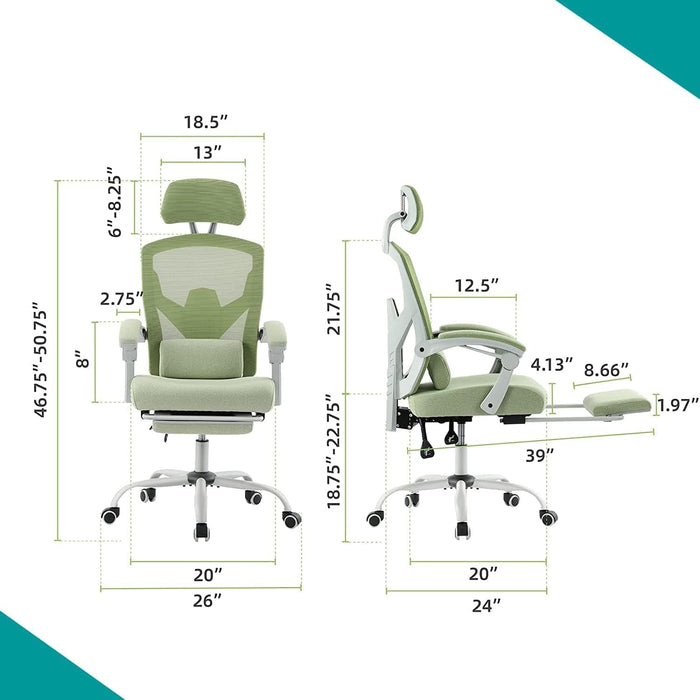 Ergonomic Reclining Mesh Office Chair with Accessories