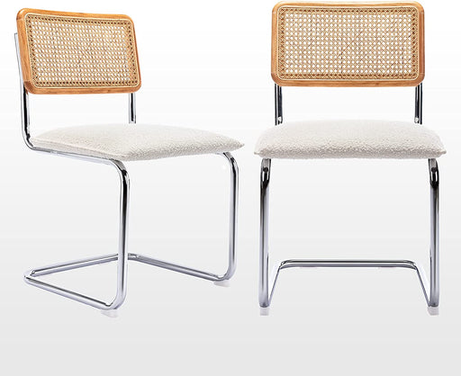 White Rattan Mid-Century Chairs