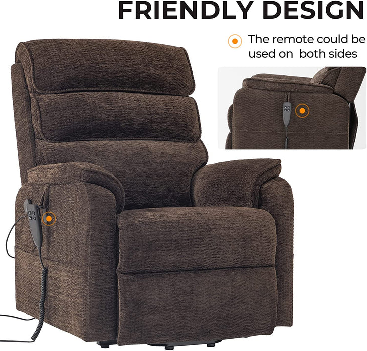 Brown Chenille Electric Power Lift Recliner