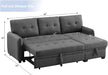 Modern Dark Gray Sectional Sofa with Sleeper Bed