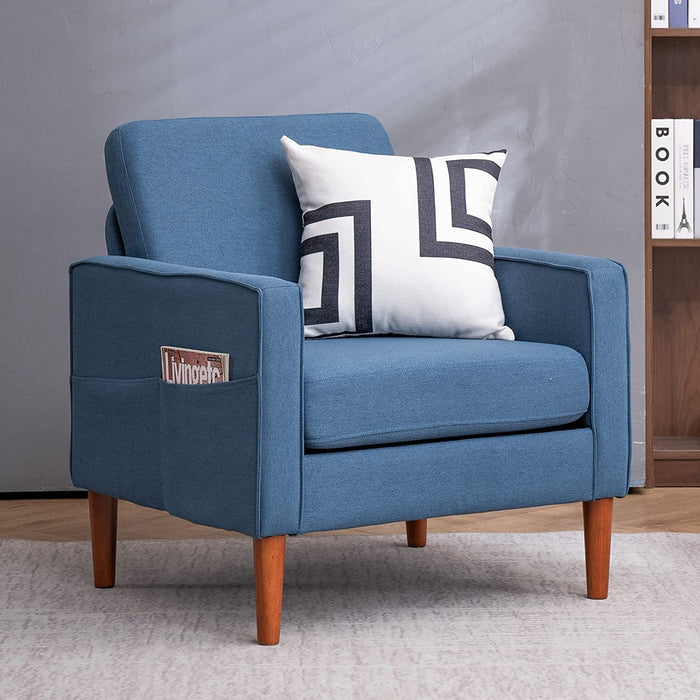 Mid-Century Modern Navy Blue Accent Chair