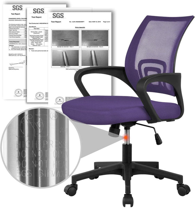 Ergonomic Purple Office Chair with Lumbar Support