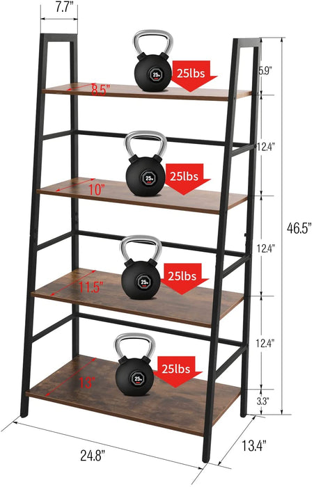 4-Tier Industrial Bookshelf for Home Organization