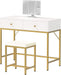 White and Gold Tri-Fold Vanity Desk