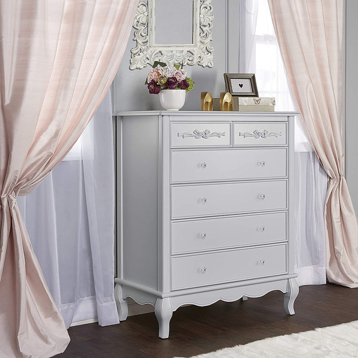 Aurora 6 Drawer Tall Chest, Grey Pearl/Silver Mist