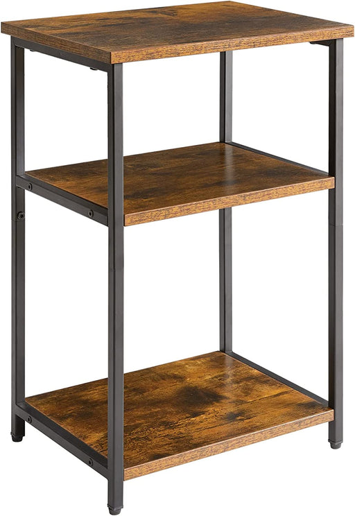 Rustic Brown Industrial Nightstand with Storage