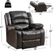 Manual Recliner Chair, Breathable Faux Leather (Brown)