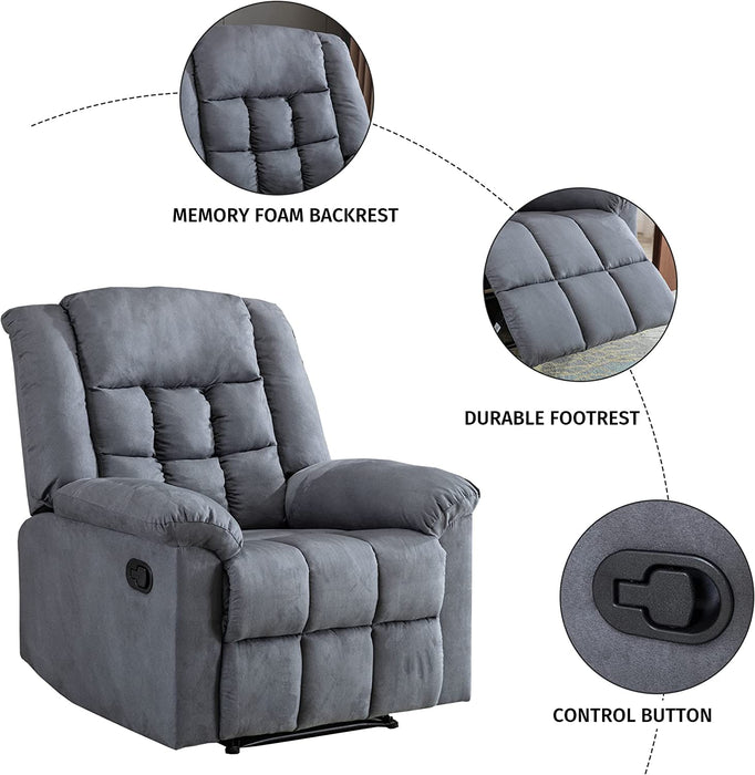 Classic Manual Recliner Chair, Padded Oversized Sofa