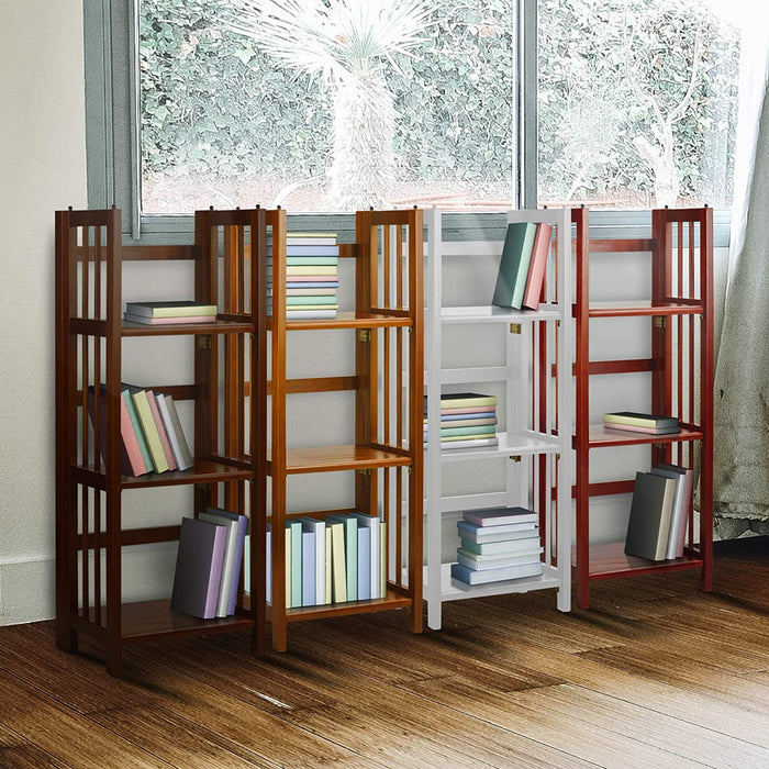 New Walnut Folding Bookcase with 3 Shelves