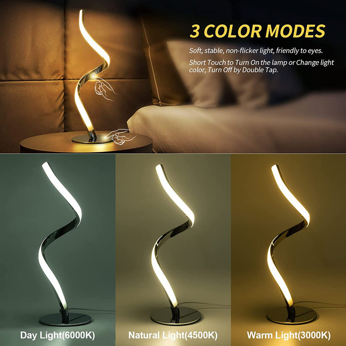 Touch Control Spiral Bedside Lamp in 3 Colors