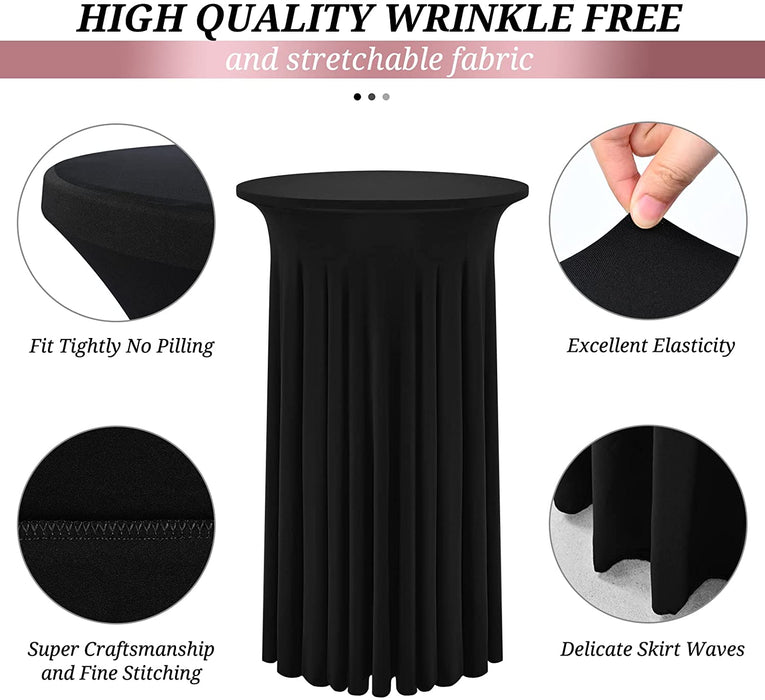 4 Pack round Cocktail Table Skirt, Black