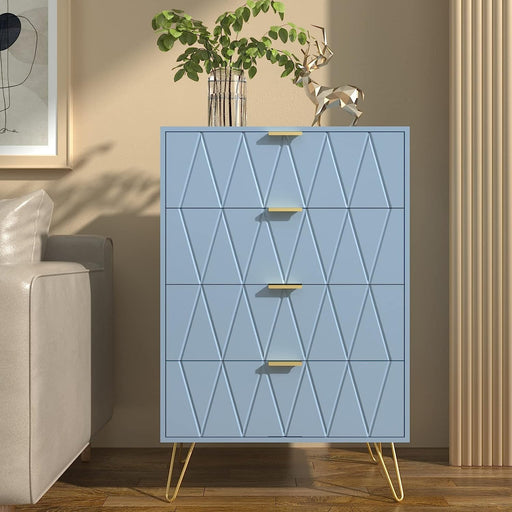 Blue 4-Drawer Tall Storage Dresser