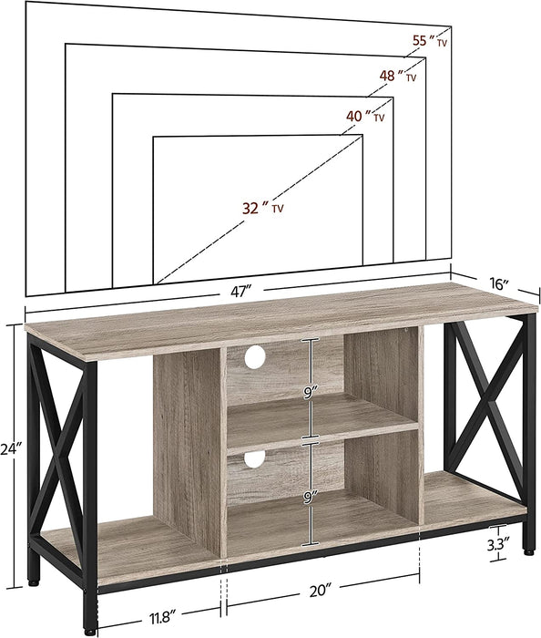 Gray Wood TV Stand for 55 Inch Flat Screen