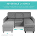 Compact Gray Linen Sectional Sofa with Chaise Lounge