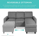 Compact Gray Linen Sectional Sofa with Chaise Lounge