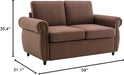 Compact Brown Sleeper Couch with Pull-Out Bed