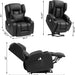 Black Soft Fabric Power Lift Recliner with Massage & Heat