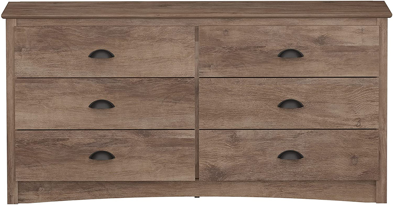 Rustic Brown Fabric Dresser with 9 Drawers and Wood Top