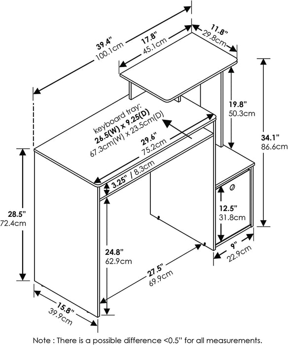 White/Black Econ Desk for Home Office