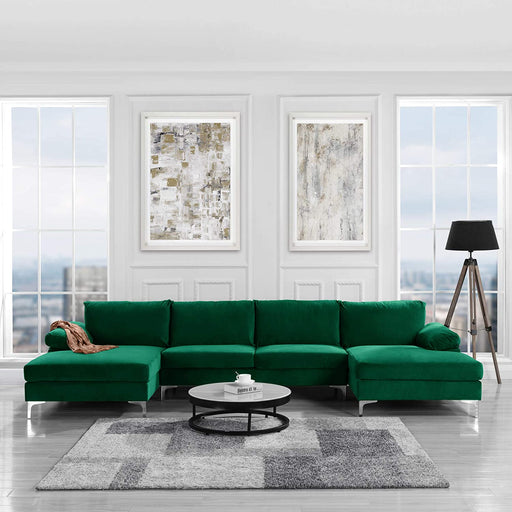 Green U-Shape Sectional Sofa Set