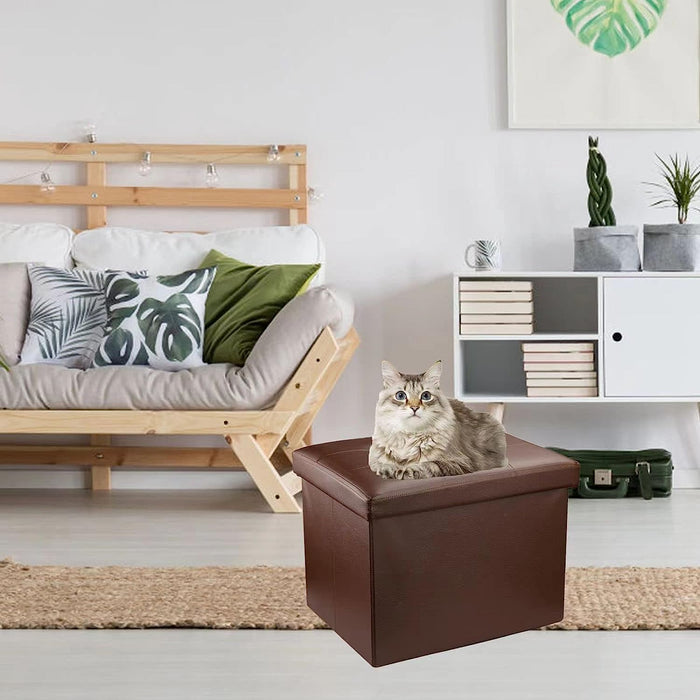Brown Folding Ottoman for Small Spaces