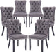 Grey Velvet Tufted Dining Chairs Set of 6