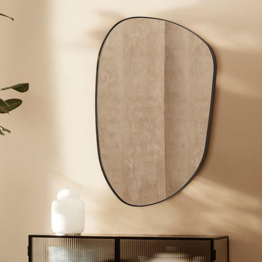 36 X 26 Matt Black Irregular Mirror Asymmetrical Mirror Accent Metal Framed Accent Mirror for Bathroom Vanity, Entryway or Living Room