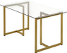 Modern Spacious Rectangular Glass Dining Table, Gold