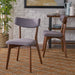 Dark Grey Mid-Century Modern Dining Chairs, Natural Walnut Frame