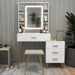 White Vanity Desk Set with Mirror and Lights