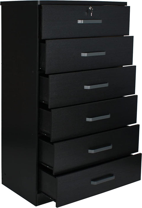 Liz Super Jumbo Black 6 Drawer Storage Chest