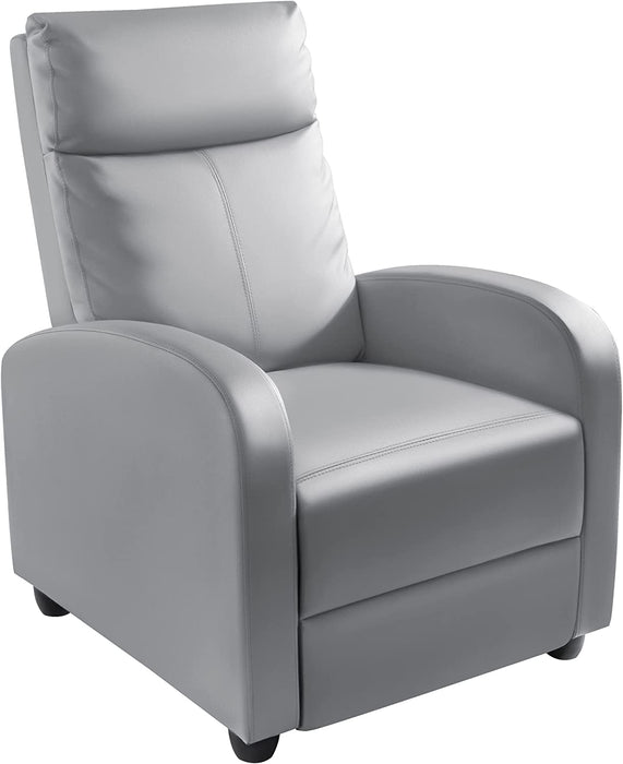 Padded Leather Recliner Club Chair (Gray)