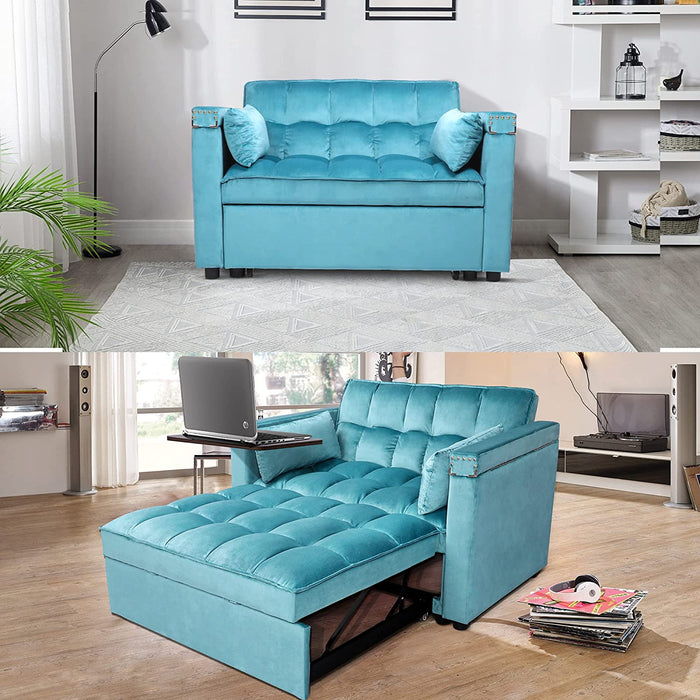 Convertible Sofa Bed with Hidden Table & Reclining Backrest
