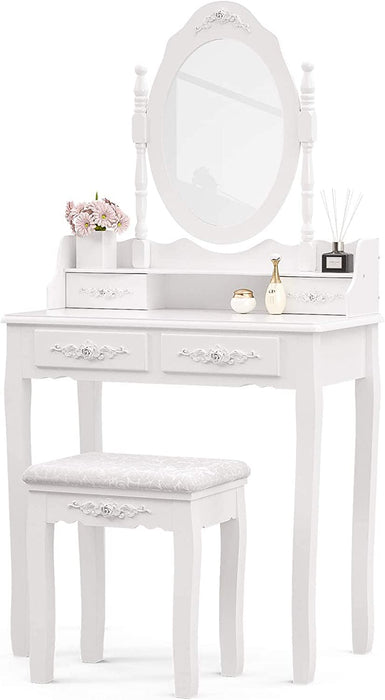 White Bedroom Makeup Table Set