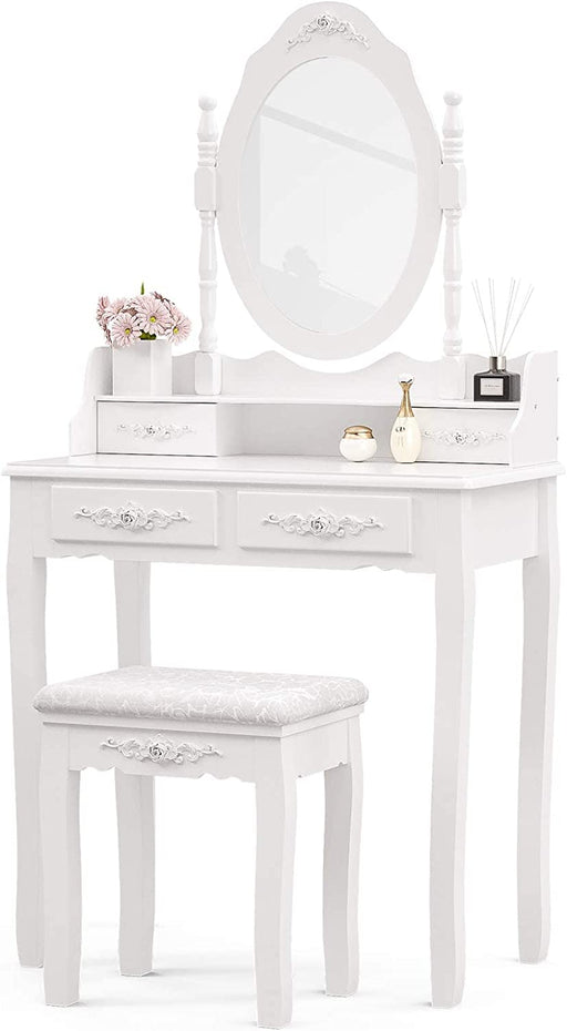 White Bedroom Makeup Table Set