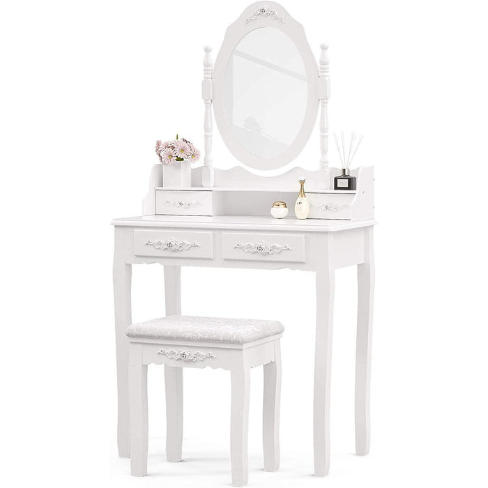 White Bedroom Makeup Table Set