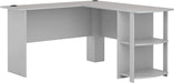 Dove Gray L-Shaped Desk with Bookshelves