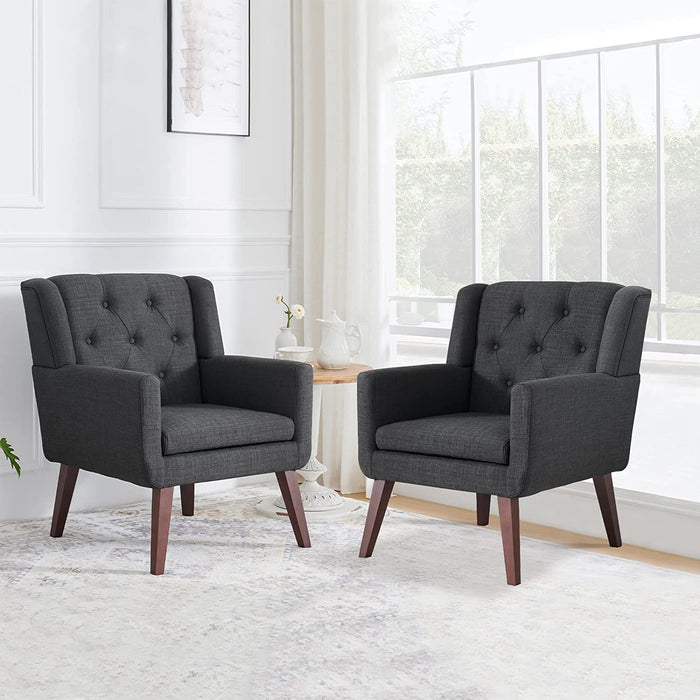 Grey Button-Tufted Accent Chairs for Living Room