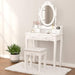 Wood Makeup Vanity Set with Mirror & Stool