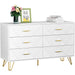 White 6-Drawer Dresser with Wide Drawers