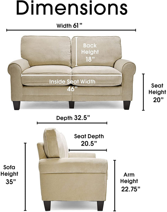 Tan Modern Upholstered Loveseat