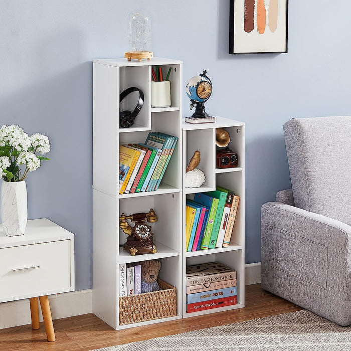 Modern 4-Tier Bookcase with Adjustable Shelves