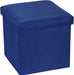 Linen Blue Ottoman Cube with Storage and Seat